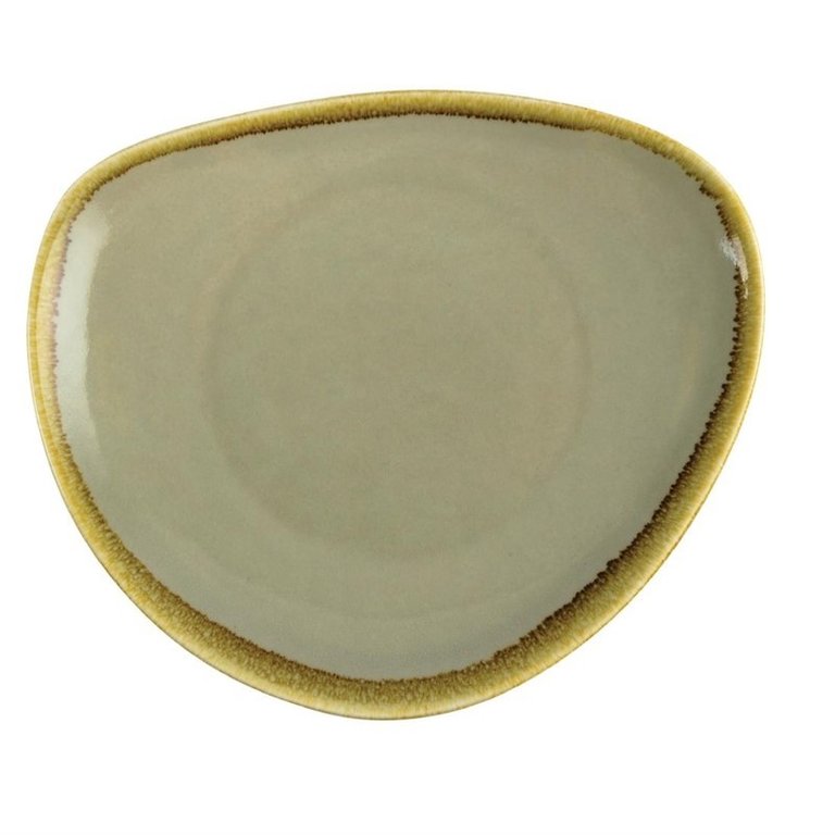 6 Olympia Kiln moss triangular porcelain plates 23 cm