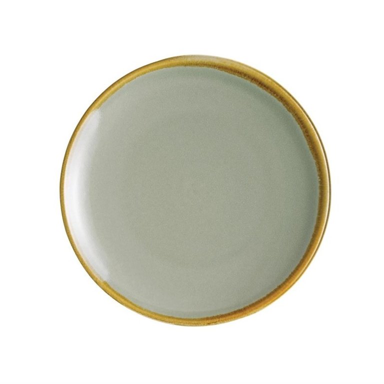 6 Olympia Kiln moss porcelain dessert plates 17.8 cm