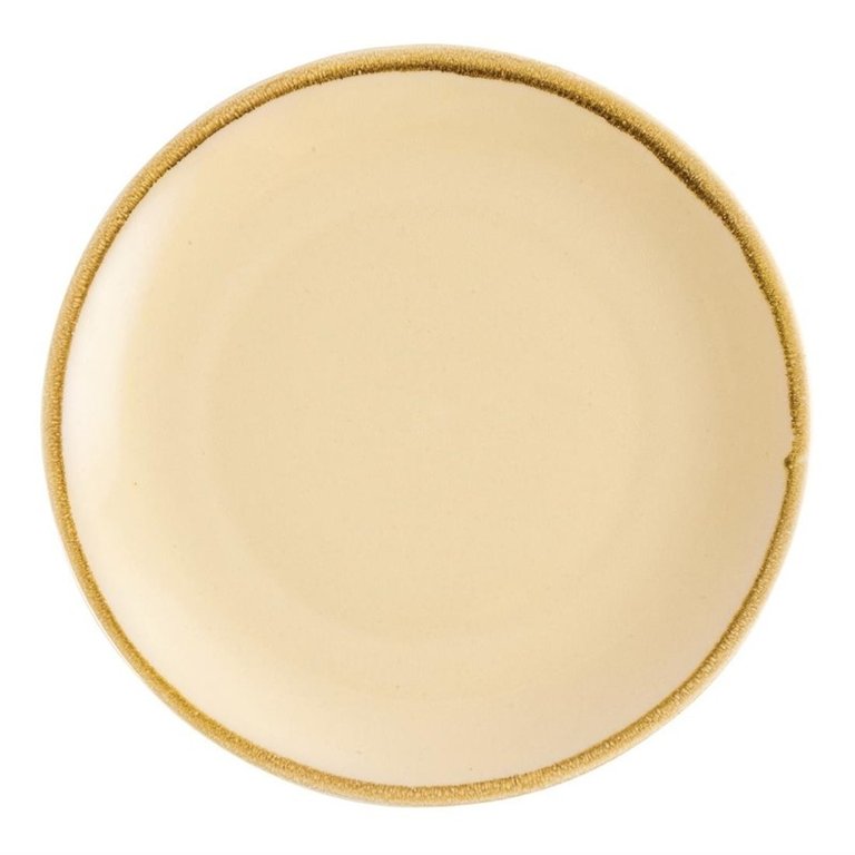 4 assiettes rondes en porcelaine sable Kiln Olympia 28cm