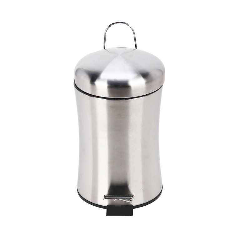 Rounded trash bin with pedal stainless steel 3L