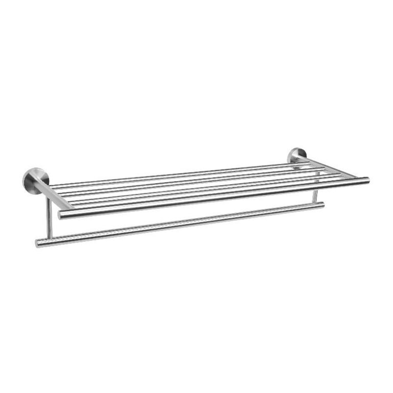 Stainless steel shelf with towel bar 65cm
