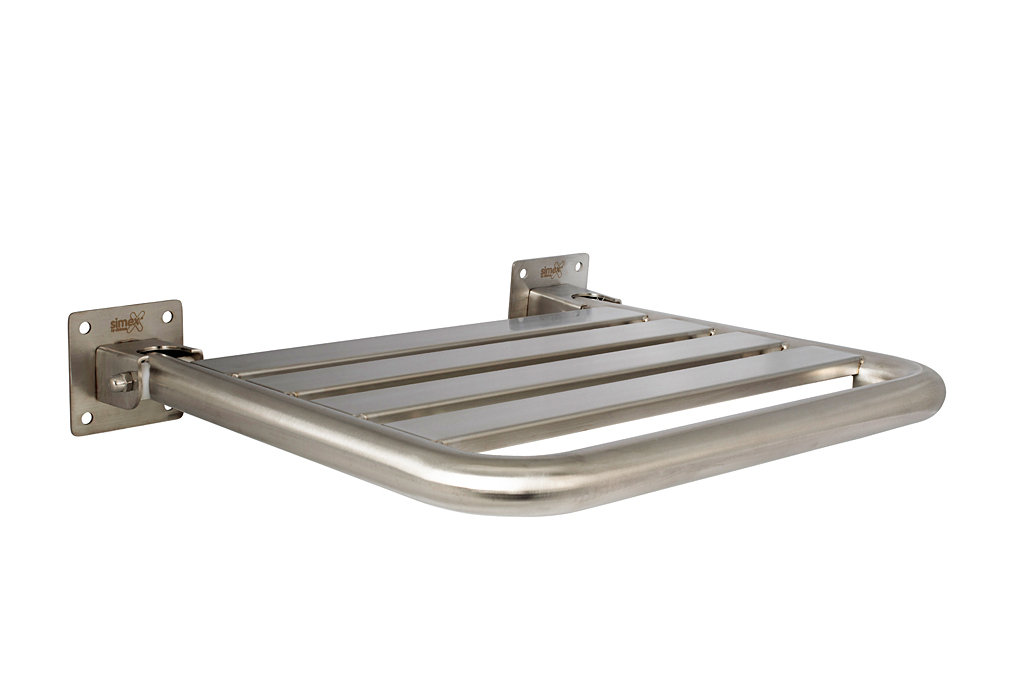 Disabled folding shower seat in stainless steel