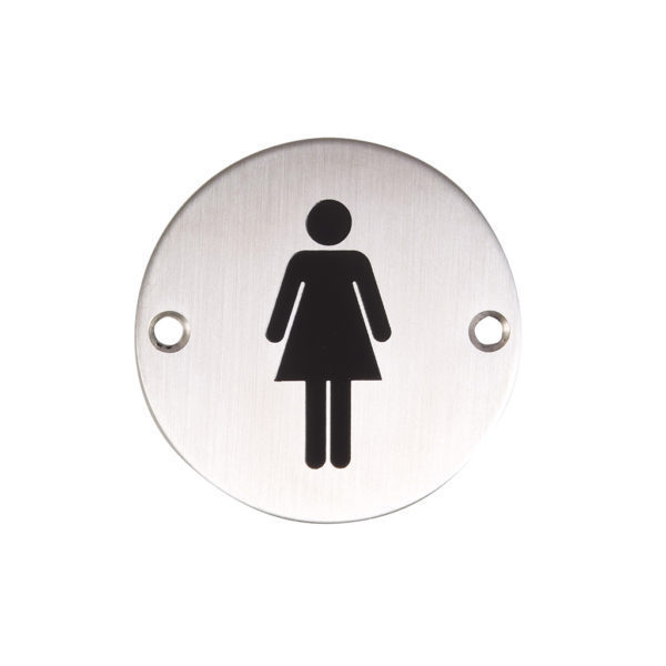 Ladies's toilet stainless steel door sign