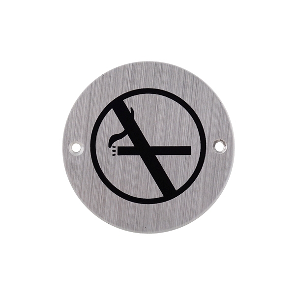 No smoking symbol stainless steel round door sign