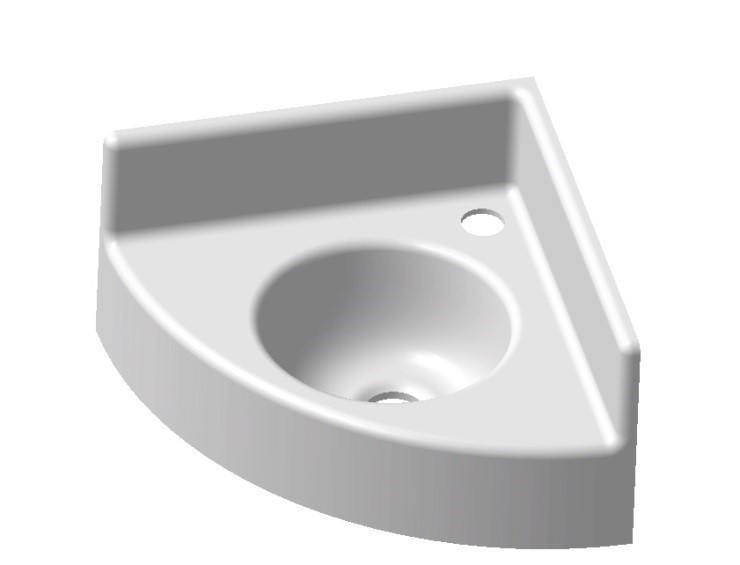 Angle washbasin 35cm