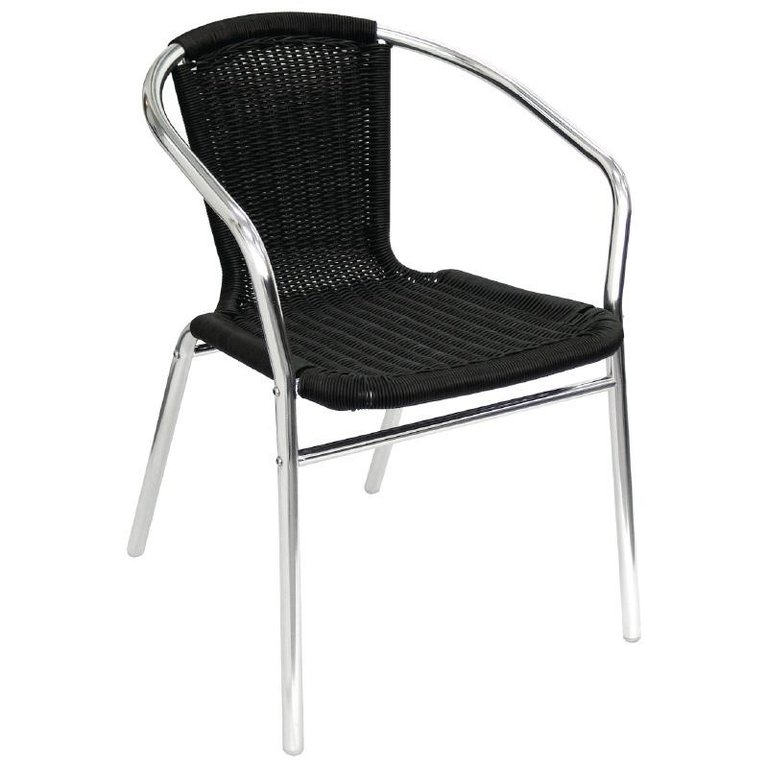 Aluminium and Black Wicker Chairs (Pack of 4)