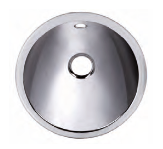 Stainless steel round basin with overflow outlet 40,5cm