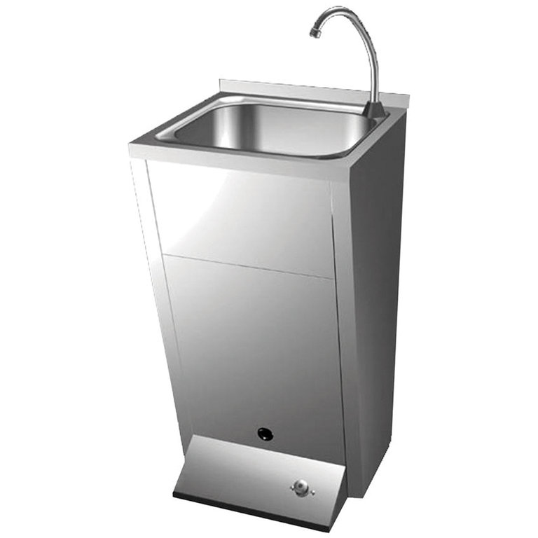 Stainless steel washbasin with register lid and pedestal