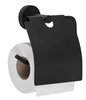 Black stainless steel toilet paper holder with lid