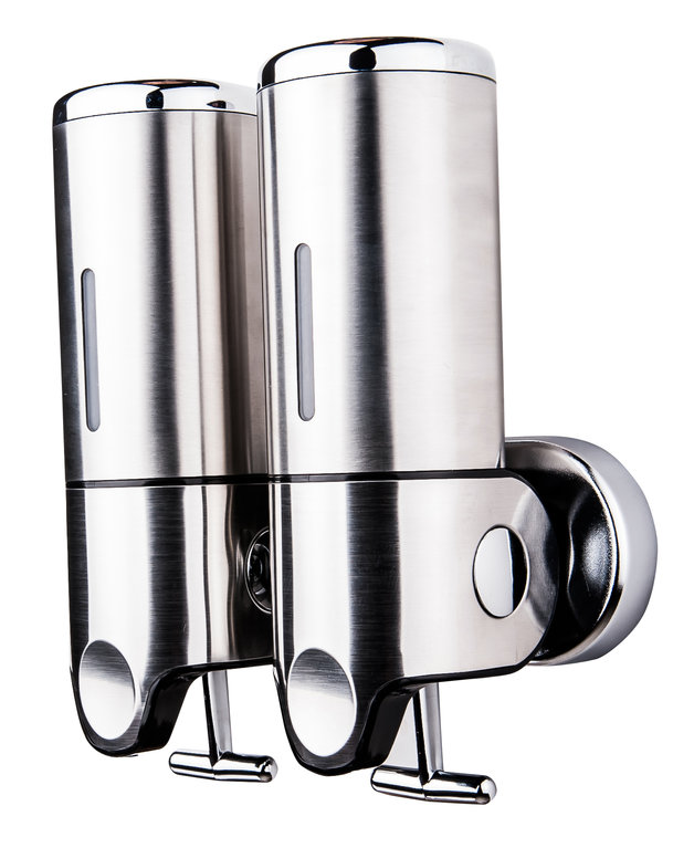 Stainless steel double soap dispenser 2x500ml