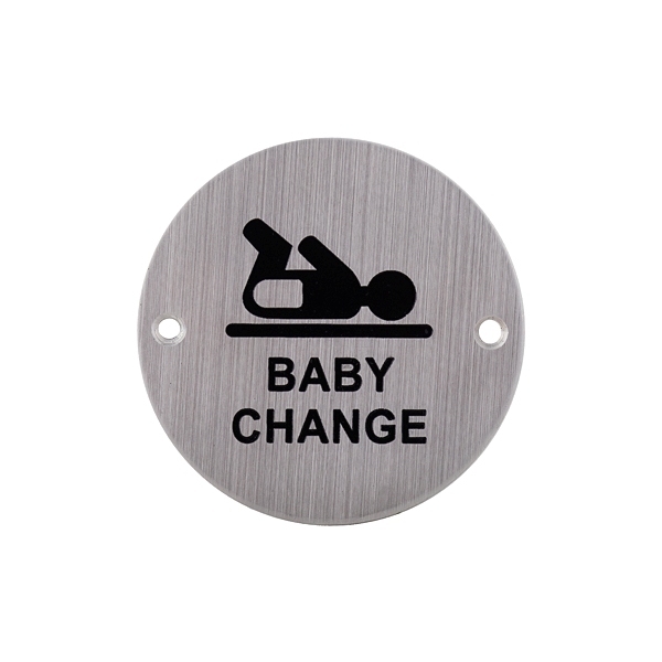Baby changing station stainless steel door sign