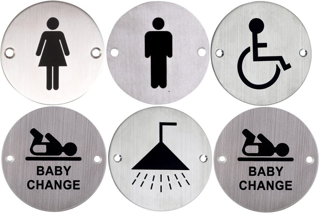 hommes et femmes panneau neutre en aluminium noir et blanc Logbuch-Verlag plaque de WC plaque de porte pour toilettes 