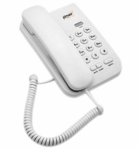 Wired white telephone for hotel