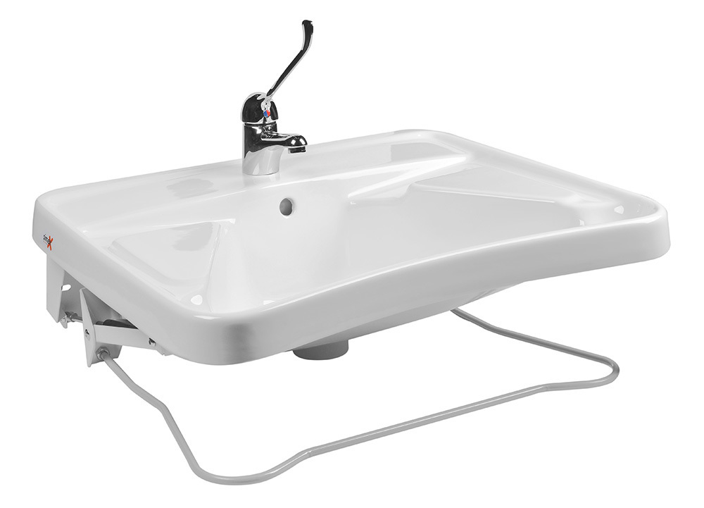 PMR washbasin with control bar for frontal regulation
