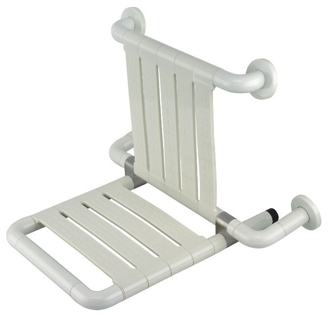White stainless steel Disabled shower seat with seat backrest