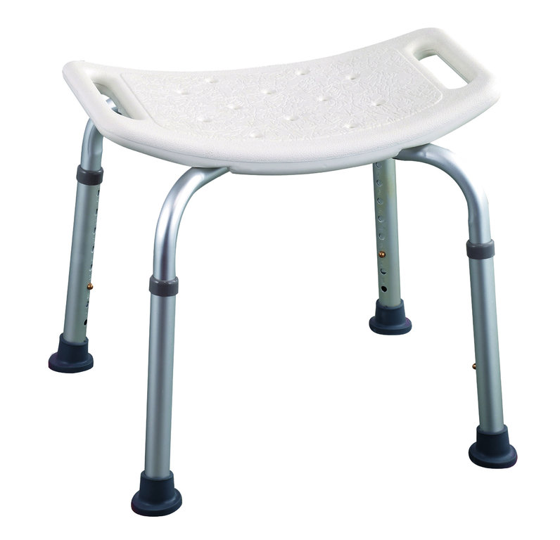 Disabled curved shower stool adjustable and with handles