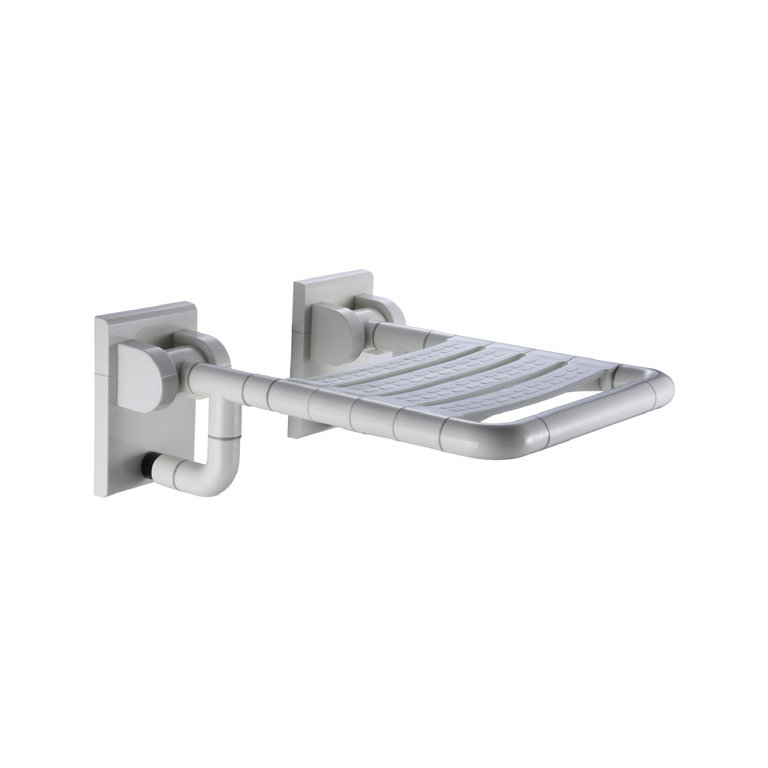 Folding PMR shower seat in steel and white nylon