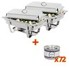 Lot de 2 Chafing Dish Inox GN 1/1 Olympia + 72 capsules