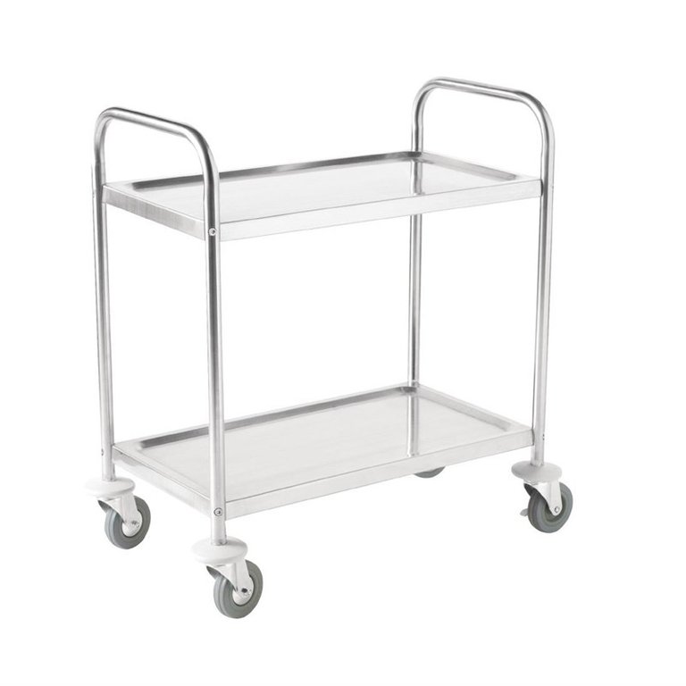 Vogue Small stainless steel 2 tier service trolley
