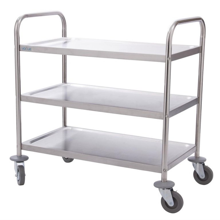 Vogue Small stainless steel 3 tier service trolley
