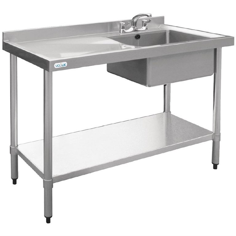 Stainless steel professional sink on the right 100 cm