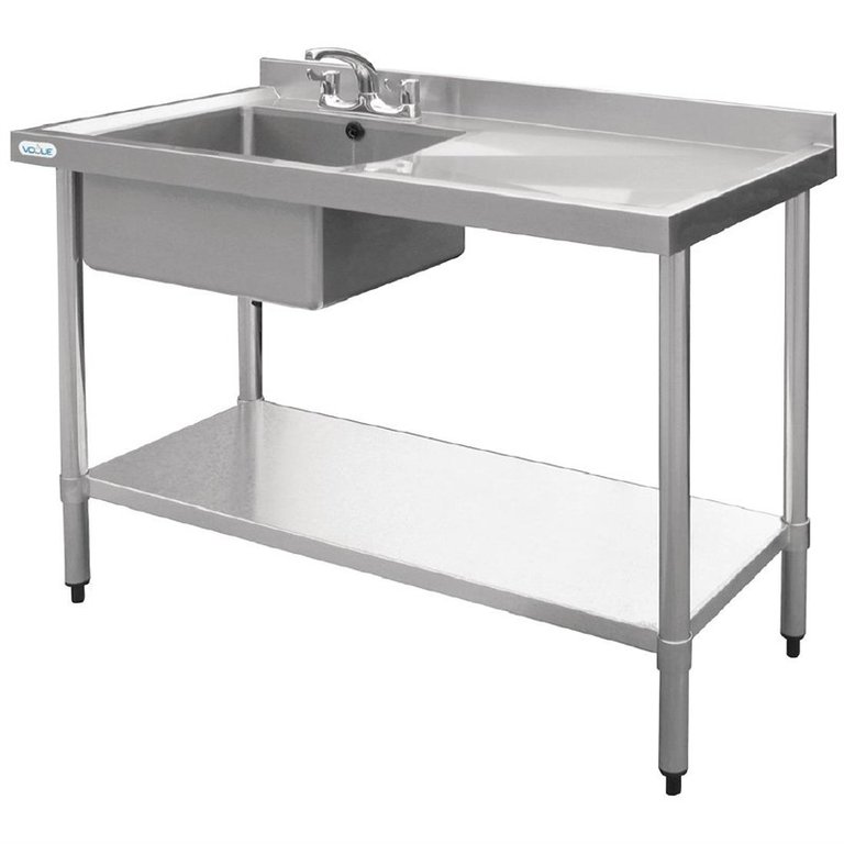 Stainless steel professional sink on the left 100 cm