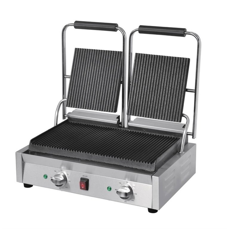 Buffalo bistro contact grill double ribbed