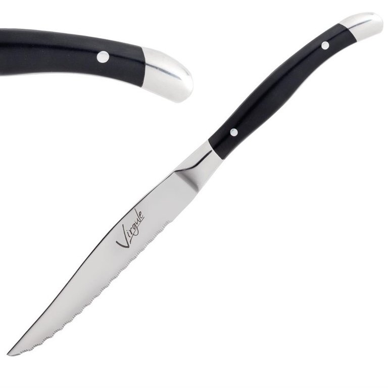 Amefa Virgule set of 12 steak knives with black handle