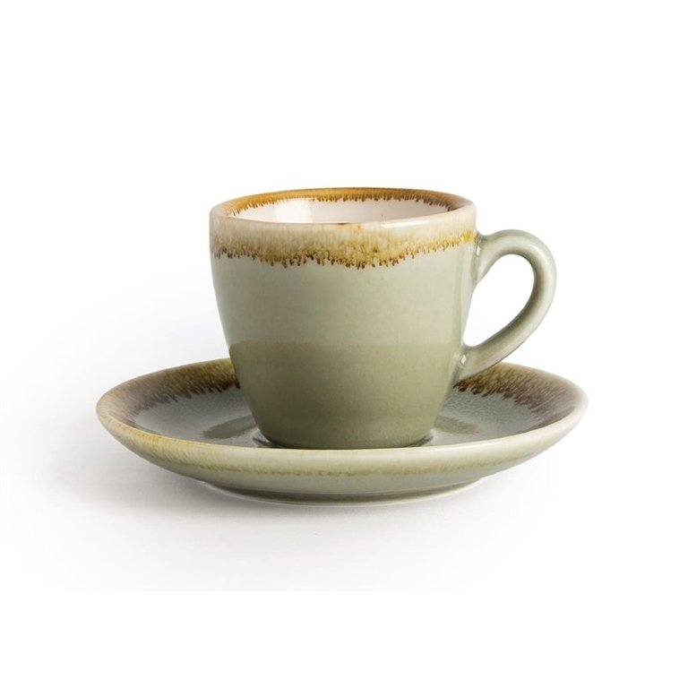 6 Olympia Kiln moss porcelain coffee cups 85ml