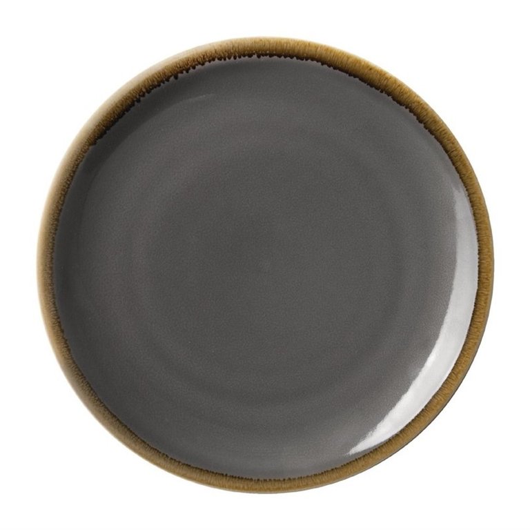 4 Olympia Kiln grey round porcelain plates 28 cm