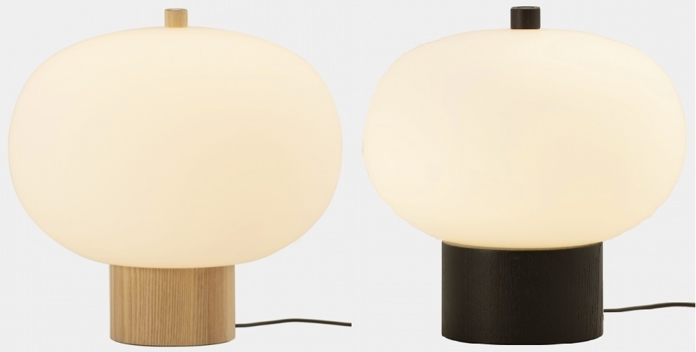 Ilargi LED table lamp in wood and glass Ø32cm