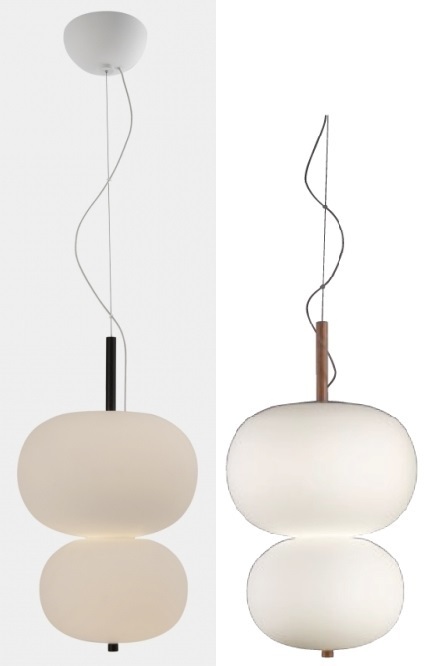 Ilargi LED double pendant lamp in wood and glass