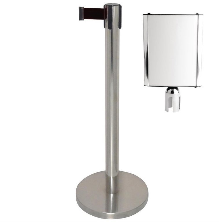 Barrier with black retractable strap 3m and display frame