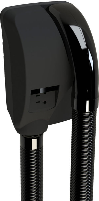 Caraïbe black wall-mounted hair dryer with hose and razor socket
