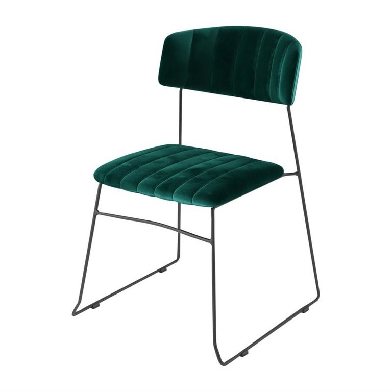 Chaise en velours vert design Mundo Veba