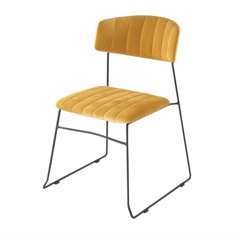 Chaise en velours jaune design Mundo Veba