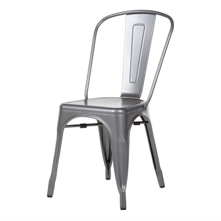 Bolero design metallic gray steel bistro chair