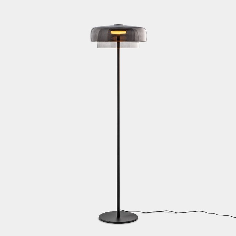 Levels 2 bodies dimmable LED smoked glass floor lamp