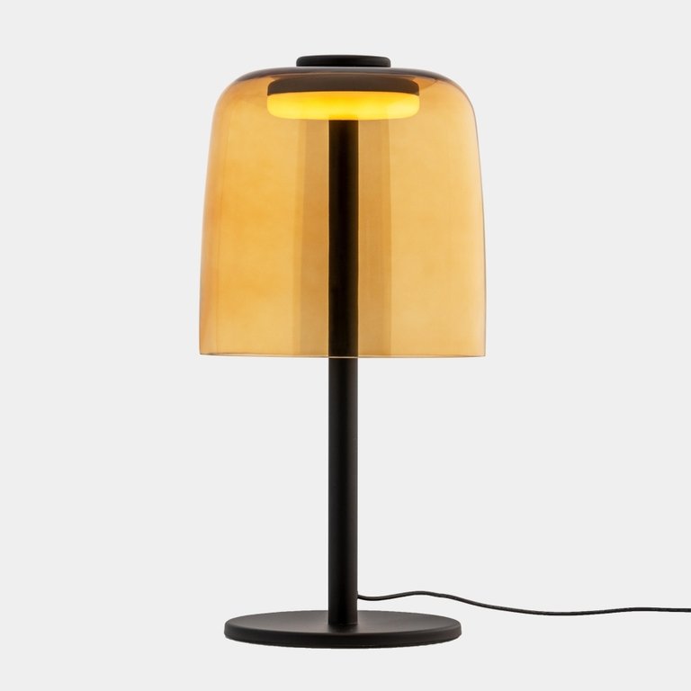 Lampe à poser verre ambré LED intensité variable Levels Ø22cm-top