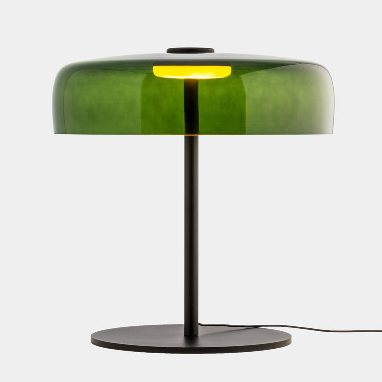 Lampe à poser verre vert LED intensité variable Levels Ø22cm -top