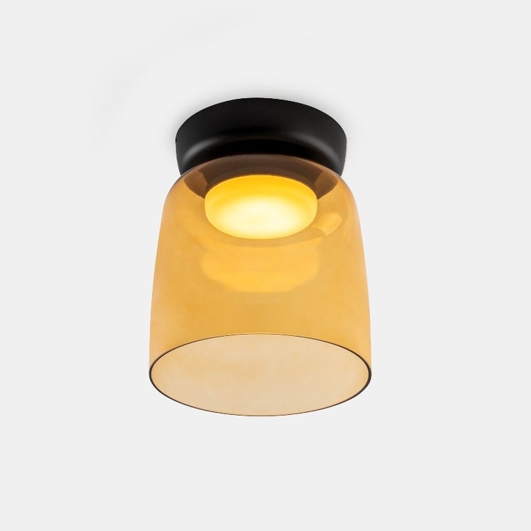 Plafonnier verre ambré LED intensité variable Levels Ø22cm