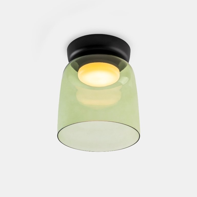 Levels dimmable LED green glass ceiling light Ø22cm
