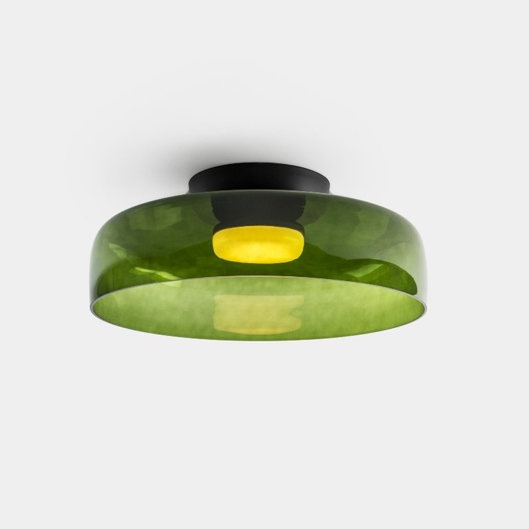 Plafonnier verre vert LED intensité variable Levels Ø42cm