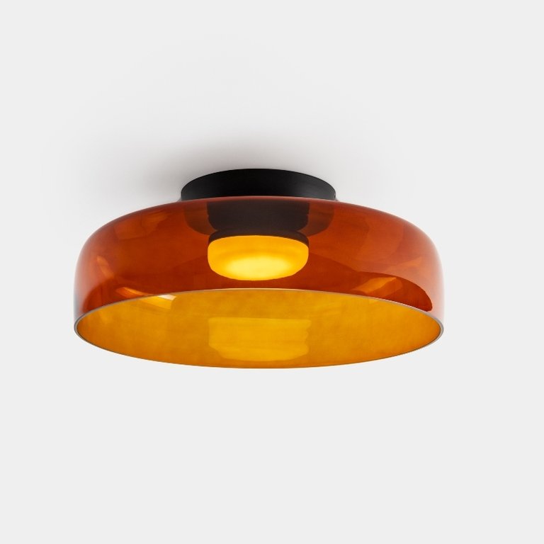 Plafonnier verre ambré LED intensité variable Levels Ø42cm