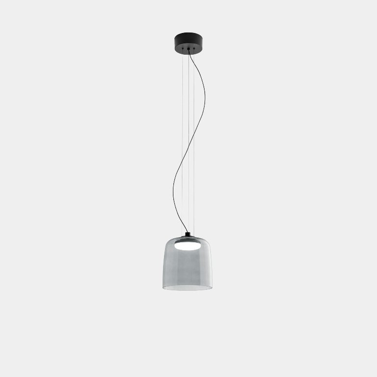 Levels dimmable LED smoked glass pendant lamp Ø 22cm