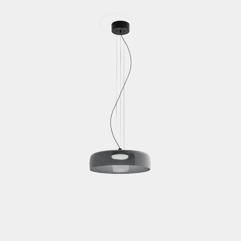 Levels dimmable LED smoked glass hanging lamp Ø 42cm