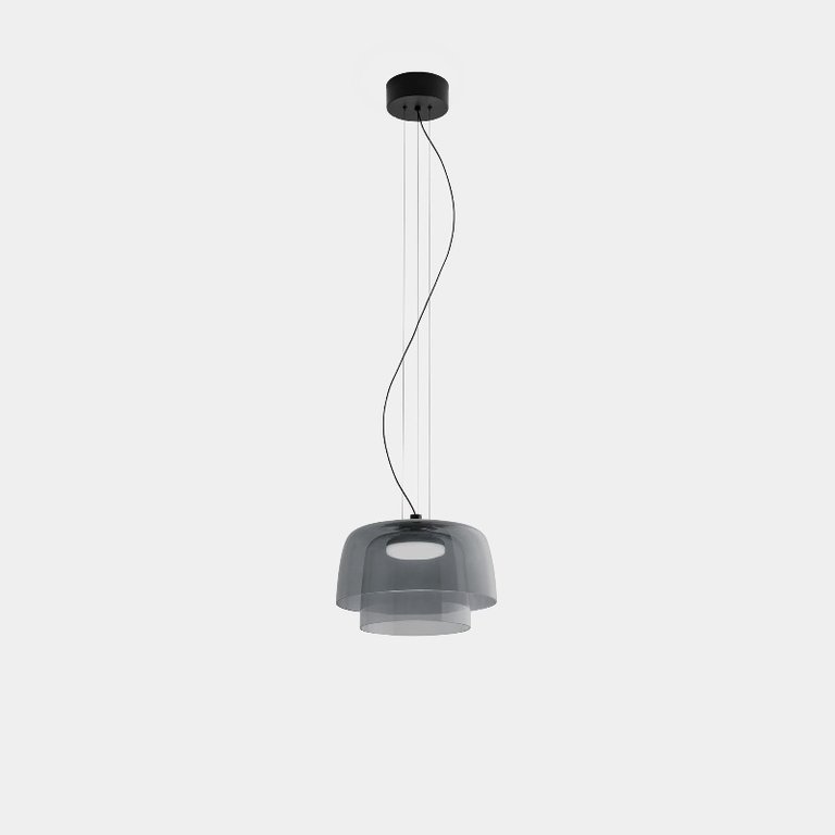 Levels 2 bodies CCT LED smoked glass hanging lamp Ø 22 + 32cm