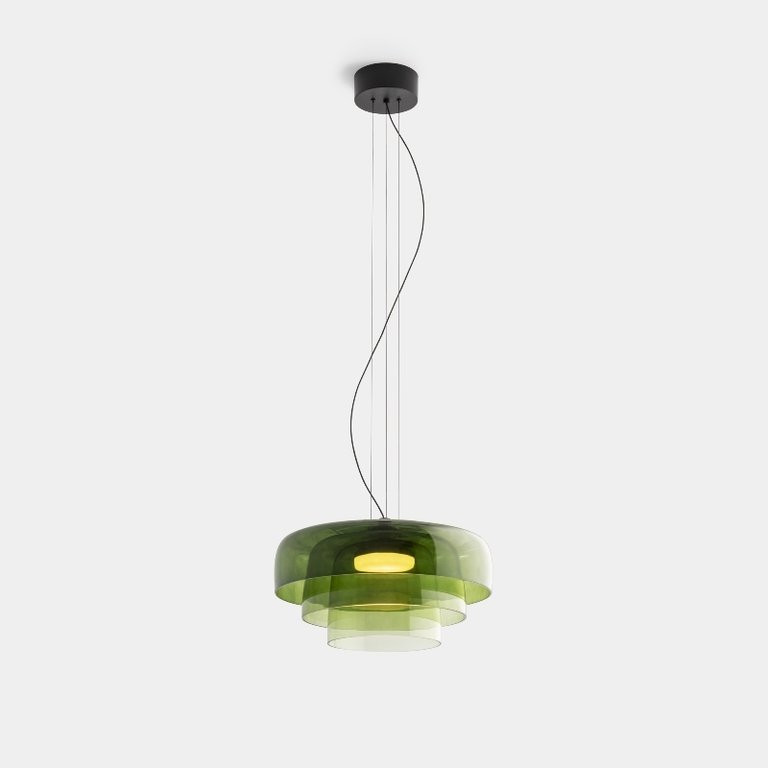 Levels 3 bodies dimmable LED green glass hanging lamp