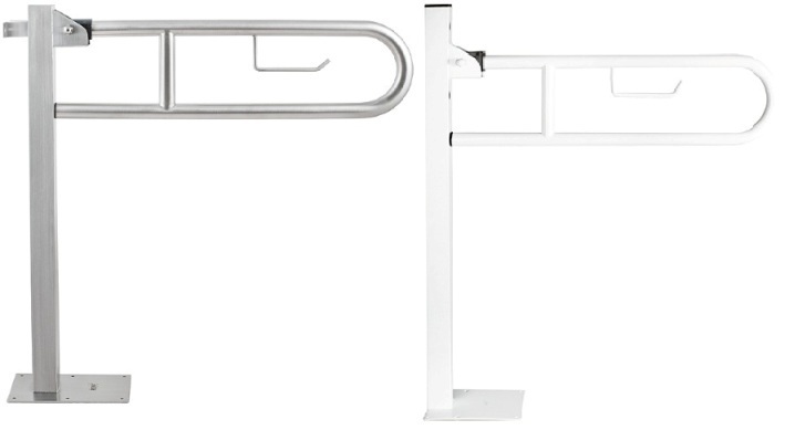 Foldable grab bar with stainless steel PMR foot