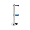 Stainless steel guide post and double retractable blue strap